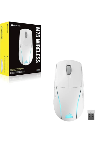 M75 WIRELESS RGB Lightweight FPS Gaming Mouse – 26,000 DPI – PC – White - Resim 2