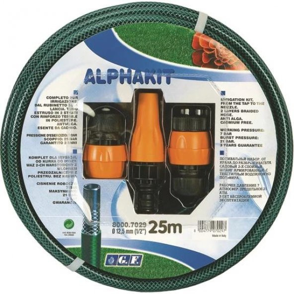 GF Örgülü Bahçe Sulama Hortumu Set 25 m  1/2" Alphakit