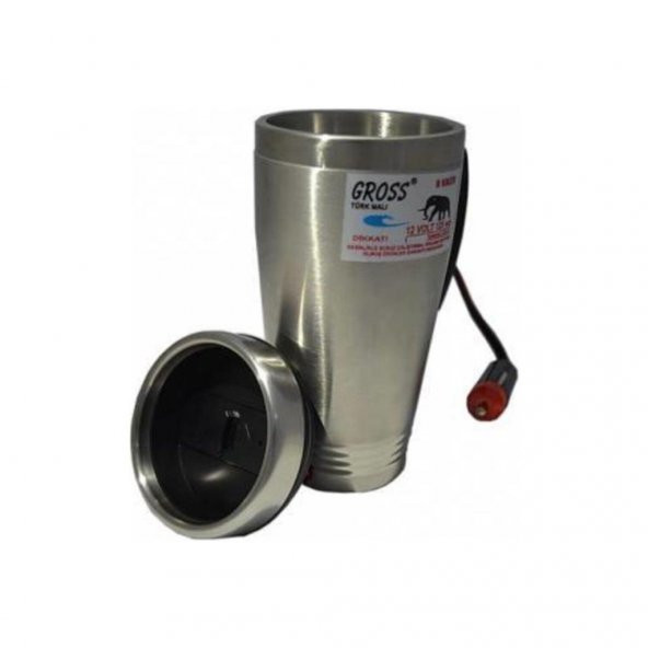 Gross 24 Volt Araç Termosu  Ketil Su Isıtıcı Termos 500 ML Krom - 2