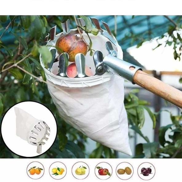 Meyve Toplama Aparatı Sepeti Çap 16 cm 4 Metre Teloskopik Saplı - 4