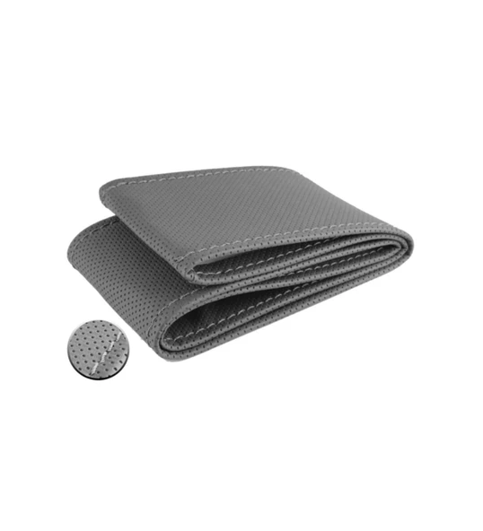 Fiat 500 Ailesi Uyumlu Deri Sarmalı Dikişli Kokusuz Oto Direksiyon Kılıfı Gri ürün görseli 1