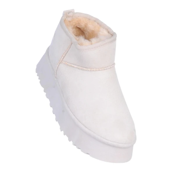 Skuaıter Tinsa Bej Kadın İçi Kürklü Düz Bot ürün görseli