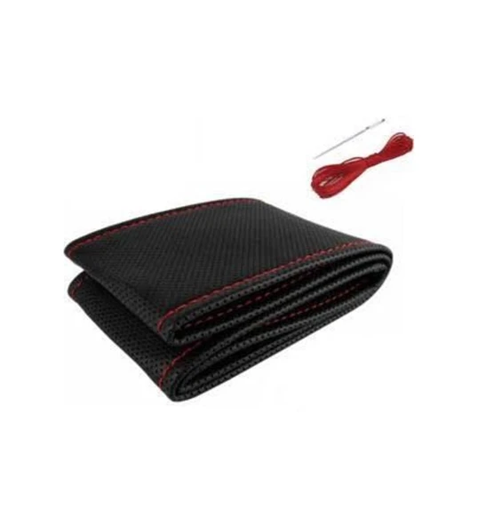 Toyota Avensis Uyumlu Deri Sarmalı Dikişli Kokusuz Oto Direksiyon Kılıfı Kırmızı ürün görseli 1