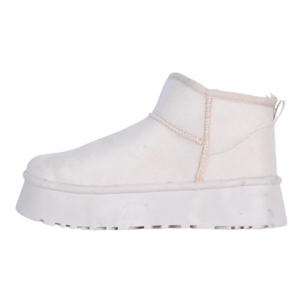 Skuaıter Tinsa Bej Kadın İçi Kürklü Düz Bot - Resim 3