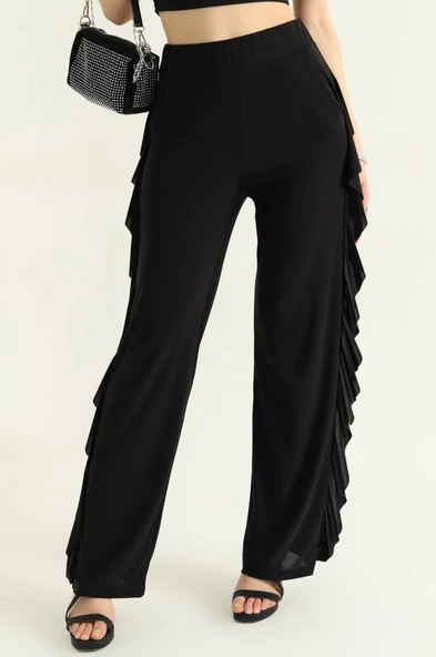 Lucky Life Kadın Yüksek Bel Yanları Volanlı Cepli Sandy Pantolon - Resim 4