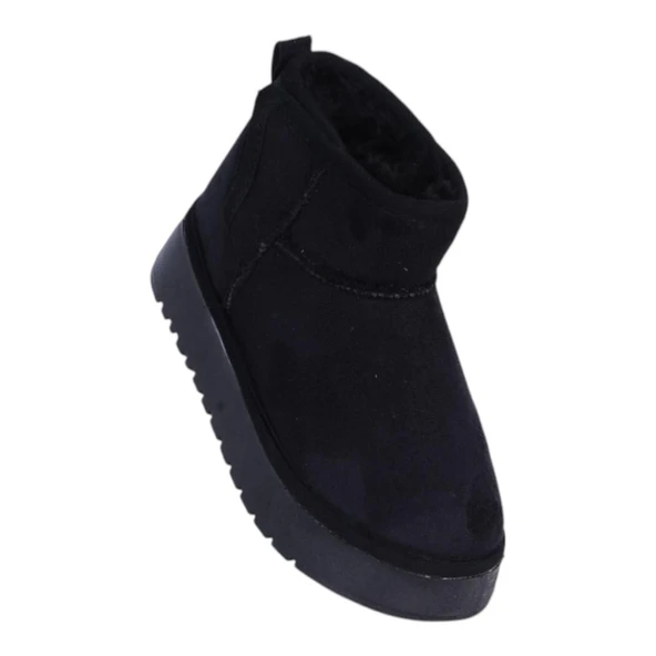 Skuaıter Garf Siyah Kız Çocuk İçi Kürklü Düz Bot ürün görseli 1