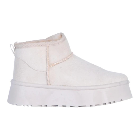 Skuaıter Tinsa Bej Kadın İçi Kürklü Düz Bot - Resim 2