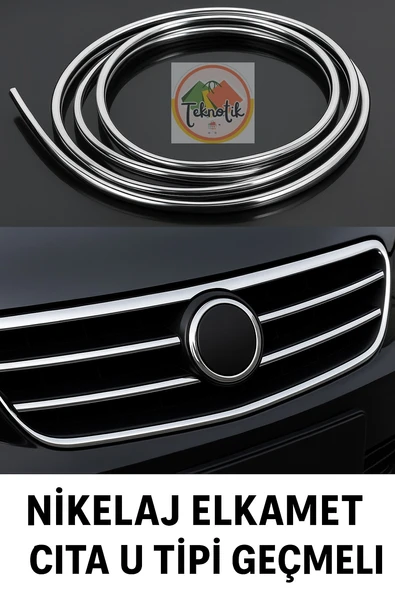 Alfa Romeo 146 uyumlu Nikelaj U Tipi Nikelaj Çıta – Kapı & Panjur İçin Krom Detay 15 Metre ürün görseli 1