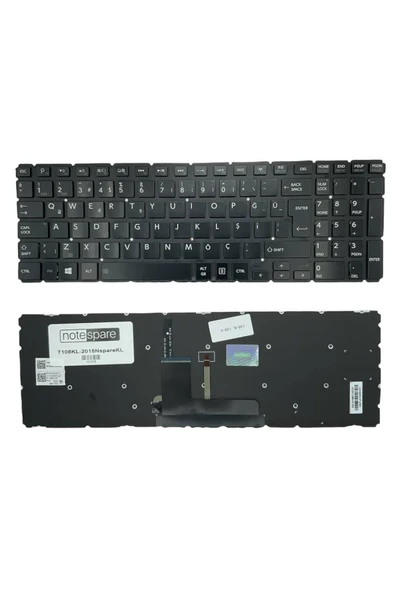 Toshiba Uyumlu Satellite S50-B-11X, S50-B-11Z, S50-B-120, S50-B-121 Klavye TR  Işıklı Siyah ürün görseli 1