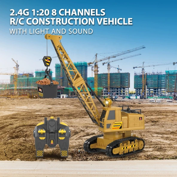 Şarjlı Işıklı Sesli Kumandalı Duman Atan 1:20 Ölçek Oyuncak Vinç - Resim 4