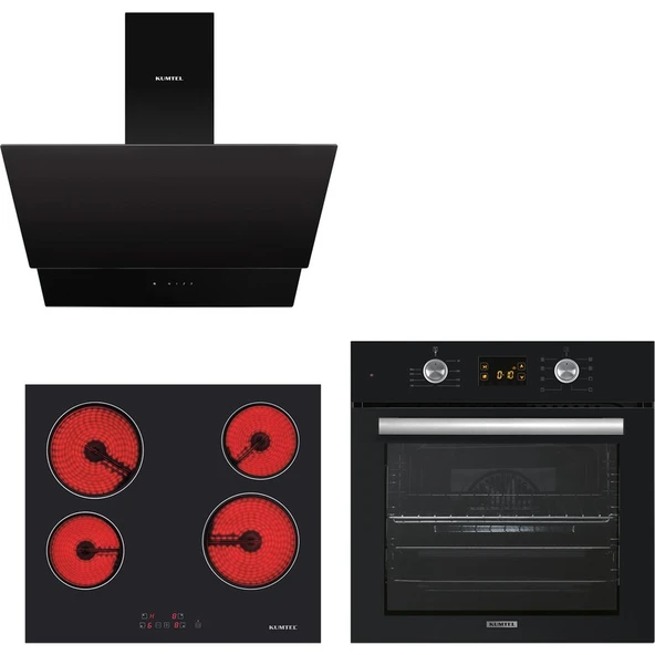 Kumtel Siyah Cam Vitroseramik / Dokunmatik Ankastre Set - 8 Programlı ürün görseli 1