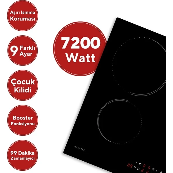 Kumtel Elektrikli Indüksiyonlu Dört Gözlü Ankastre Ocak Hı6-4tb - Resim 2