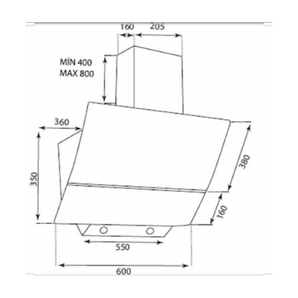 Kumtel KO-830 Beyaz Cam Davlumbaz - Resim 2