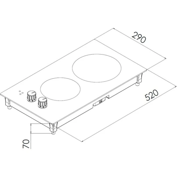 Kumtel V3-02 Ikili Vitroseramik Setüstü Elektrikli Domino Ocak - Resim 3