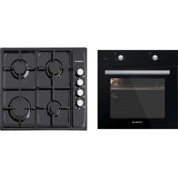 Kumtel 2'li Ankastre Set (KO-B66-S2 Siyah Ankastre Fırın + KO-410 BF Siyah Ankastre Ocak) ürün görseli