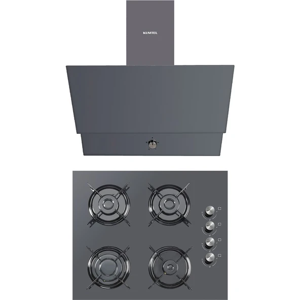 Kumtel Metalik Gri 2’li Ankastre Cam Set (Ocak-Davlumbaz) ürün görseli