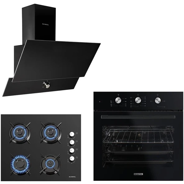 Kumtel Dizayn Siyah Cam Ankastre Set ürün görseli