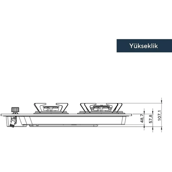 Kumtel Ko 40 Tshdf Siyah Setüstü Ankastre Cam Ocak Oval - Resim 3