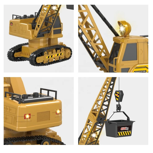 Şarjlı Işıklı Sesli Kumandalı Duman Atan 1:20 Ölçek Oyuncak Vinç - Resim 3