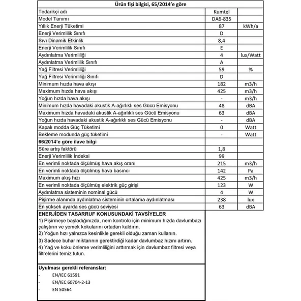 Kumtel Duvar Tipi Cam Bej Davlumbaz 450 m³/sa Yüksek Emiş Gücü ve 56 dB Sessiz Çalışma - Resim 4