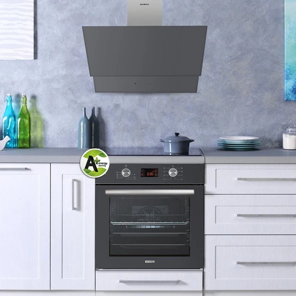 Kumtel Antrasit (Gri) Dokunmatik Cam Davlumbaz DA6-835 - Resim 2