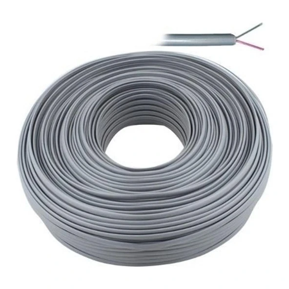 Lan LN-TEL44 Gri 2 Li Flat Köken 100 Metre Telefon Kablosu