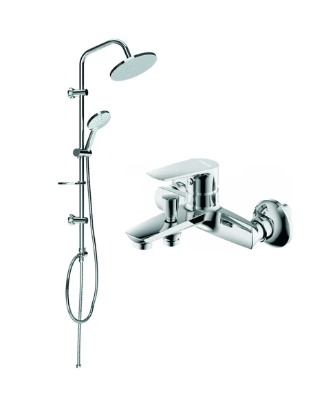 Creavit SH640 Tepe Duş Sistemi Kendinden Temizleyicili (Oval) ve SO2500 Solo Banyo Bataryası Krom ürün görseli