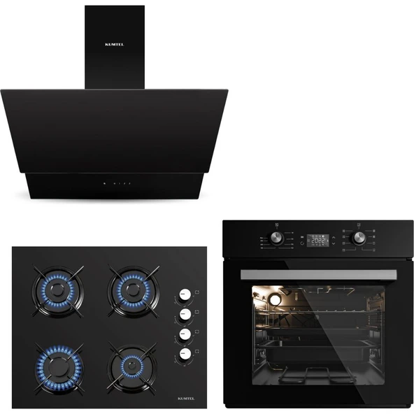 Kumtel Siyah Cam Dijital / Dokunmatik Ankastre Set - 8 Programlı (KO-40 TAHDF Ocak B66 - Sf2 Ddt Fırın DA6-835 Davlumbaz) ürün görseli 1