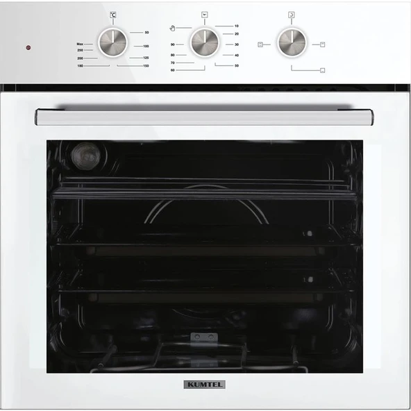 Kumtel Beyaz Cam Ankastre Set (DA6-830 Beyaz Davlumbaz + KO-40TAHDF Ankastre Beyaz Ocak + B66 - S2 (Mt) 3 Pro 3 Düğme(Plus) Cam Tel Raf Beyaz) - Resim 2