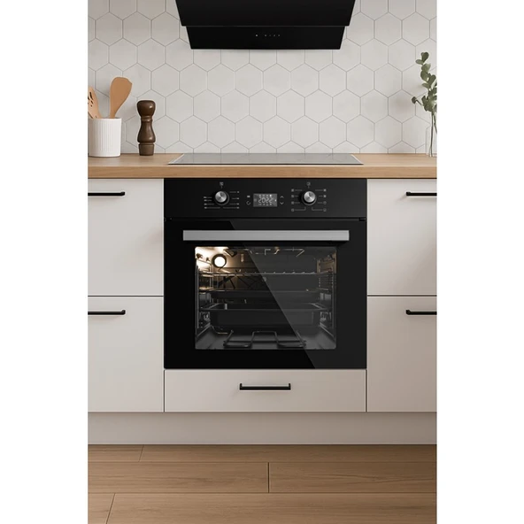 Kumtel Siyah Cam Dijital / Dokunmatik Ankastre Set - 8 Programlı (KO-40 TAHDF Ocak B66 - Sf2 Ddt Fırın DA6-835 Davlumbaz) - Resim 6