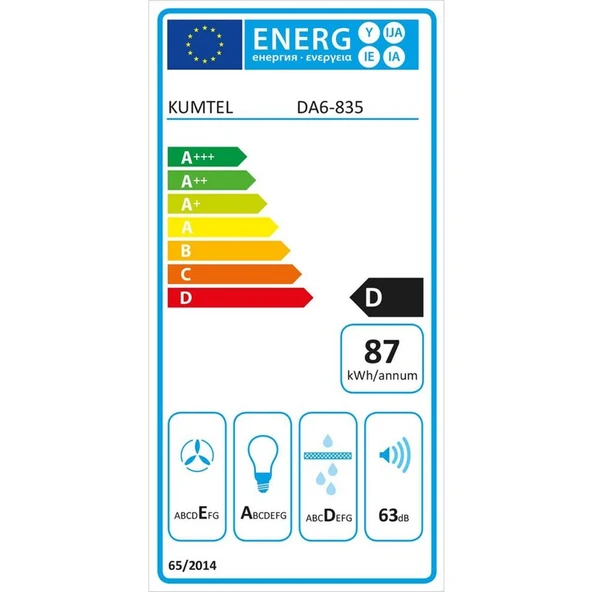Kumtel Duvar Tipi Cam Bej Davlumbaz 450 m³/sa Yüksek Emiş Gücü ve 56 dB Sessiz Çalışma - Resim 3