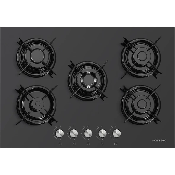 Homtego 50OAHDF 5 Gözlü Cam Ankastre Ocak Siyah ürün görseli