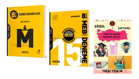 HIZ YAYINLARI 8. SINIF MATEMATİK SORU BANKASI ve 15 Lİ DENEME - Hediyeli ürün görseli