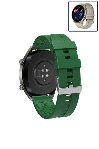 KRETON KRETON Amazfit GTR3-GTR3 PRO Akıllı Saat Ile Uyumlu Kaliteli Tokalı Siyah Silikon Kordon Kayış - Resim 5