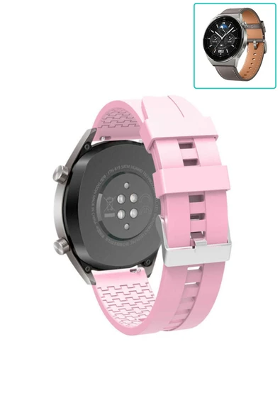 KRETON KRETON Huawei Watch Gt3 Pro 46mm Akıllı Saat Ile Uyumlu Kaliteli Tokalı Siyah Silikon Kordon Kayış - Resim 2