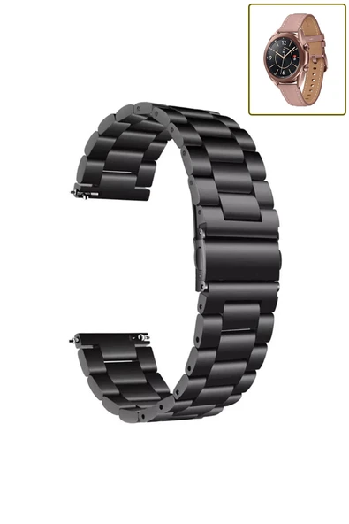 KRETON KRETON Samsung Galaxy Watch 3 41mm Uyumlu SİYAH Kordon Baklava Model Paslanmaz Çelik Metal Kayış - Resim 2