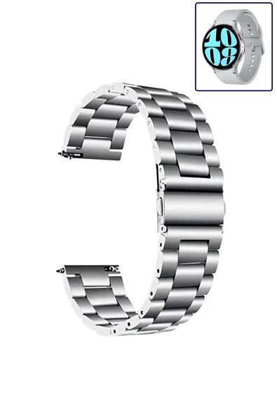 KRETON KRETON Samsung Galaxy Watch 6 40mm / 44mm Uyumlu GÜMÜŞ Kordon Baklava Model Paslanmaz Çelik Metal Kayış - Resim 2