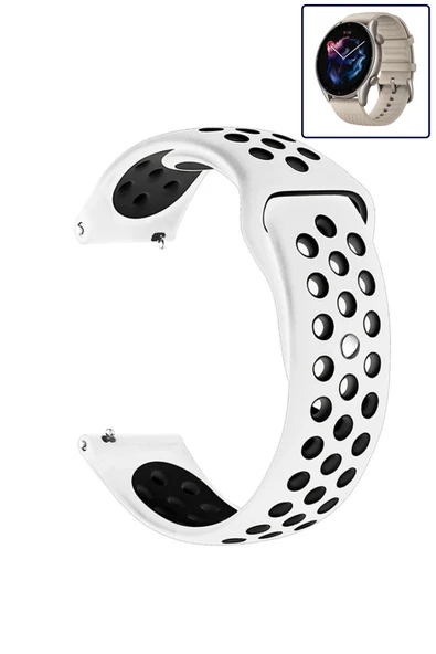 KRETON KRETON Amazfit GTR3-GTR3 PRO Uyumlu Kordon Yumuşak Dokulu Delikli Desenli Silikon Kayış - Resim 3