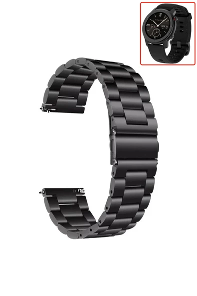 KRETON KRETON Amazfit GTR 42mm Uyumlu SİYAH Kordon Baklava Model Paslanmaz Çelik Kayış - Resim 2