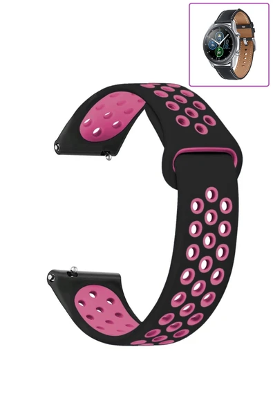 KRETON KRETON Samsung Galaxy Watch 3 45mm Uyumlu Kordon Yumuşak Dokulu Delikli Desenli Silikon Kayış - Resim 5