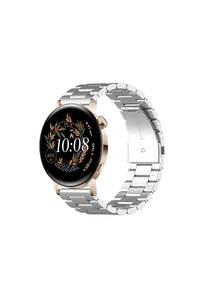 KRETON KRETON Huawei Watch Gt Runner Uyumlu GÜMÜŞ Kordon Klasik Baklava Model Paslanmaz Çelik Metal Kayış ürün görseli
