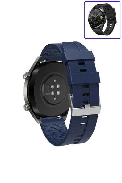 KRETON KRETON Huawei Watch Gt3 46mm Akıllı Saat Ile Uyumlu Kaliteli Tokalı Siyah Silikon Kordon Kayış ürün görseli