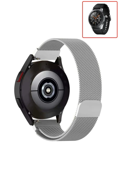 KRETON KRETON Samsung Galaxy Watch 46mm Uyumlu Kordon Hasır Metal Örgü Tarz Mıknatıslı Milano Kayış - Resim 4