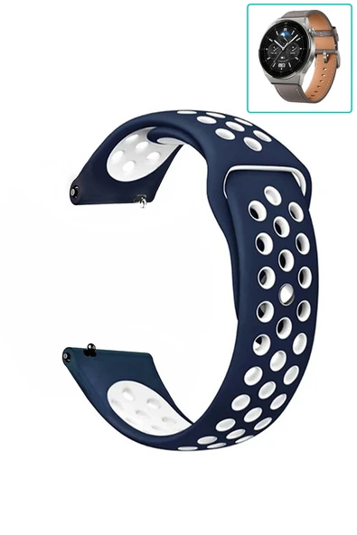 KRETON KRETON Huawei Watch Gt3 Pro 46mm Uyumlu Kordon Yumuşak Dokulu Delikli Desenli Silikon Kayış - Resim 2