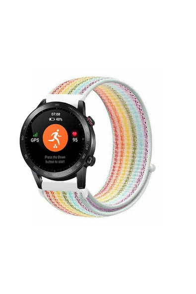 KRETON KRETON Honor Magic Watch 2 46mm Uyumlu Spor Kumaş Desenli Cırt Cırtlı Kordon Kayış - Resim 7