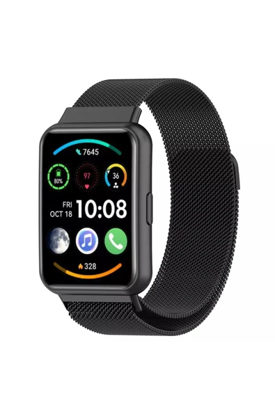 KRETON KRETON Huawei Watch Fit 2 Uyumlu Hasır Metal Örgü Işlemeli Mıknatıslı Kordon Kayış - Resim 8