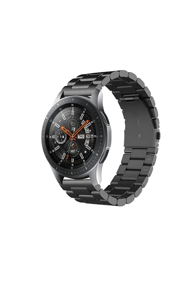KRETON KRETON Samsung Galaxy Watch 46mm Uyumlu SİYAH Kordon Klasik Baklava Model Paslanmaz Çelik Metal Kayış ürün görseli