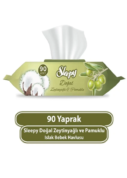 SLEEPY ISLAK HAVLU 90 YAPRAK PAMUK ZEYTİN - Resim 2