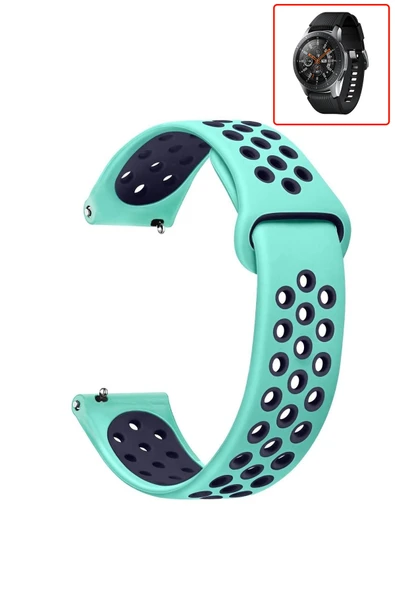 KRETON KRETON Samsung Galaxy Watch 46mm Uyumlu Kordon Yumuşak Dokulu Delikli Desenli Silikon Kayış - Resim 8