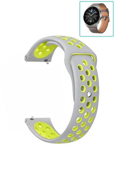 KRETON KRETON Huawei Watch Gt3 Pro 46mm Uyumlu Kordon Yumuşak Dokulu Delikli Desenli Silikon Kayış - Resim 4